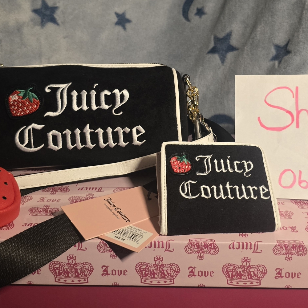 Juicy Couture Black and White Logo Bag Set